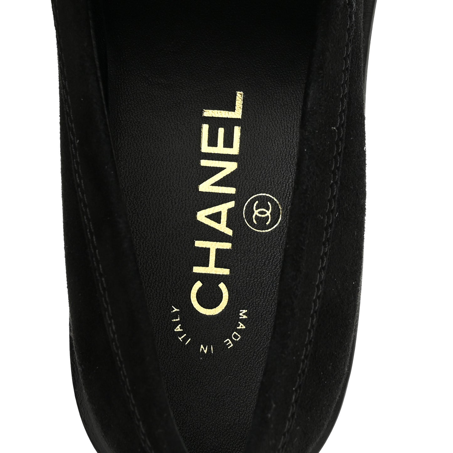 Suede Kidskin Crystal CC Loafers 37 Black