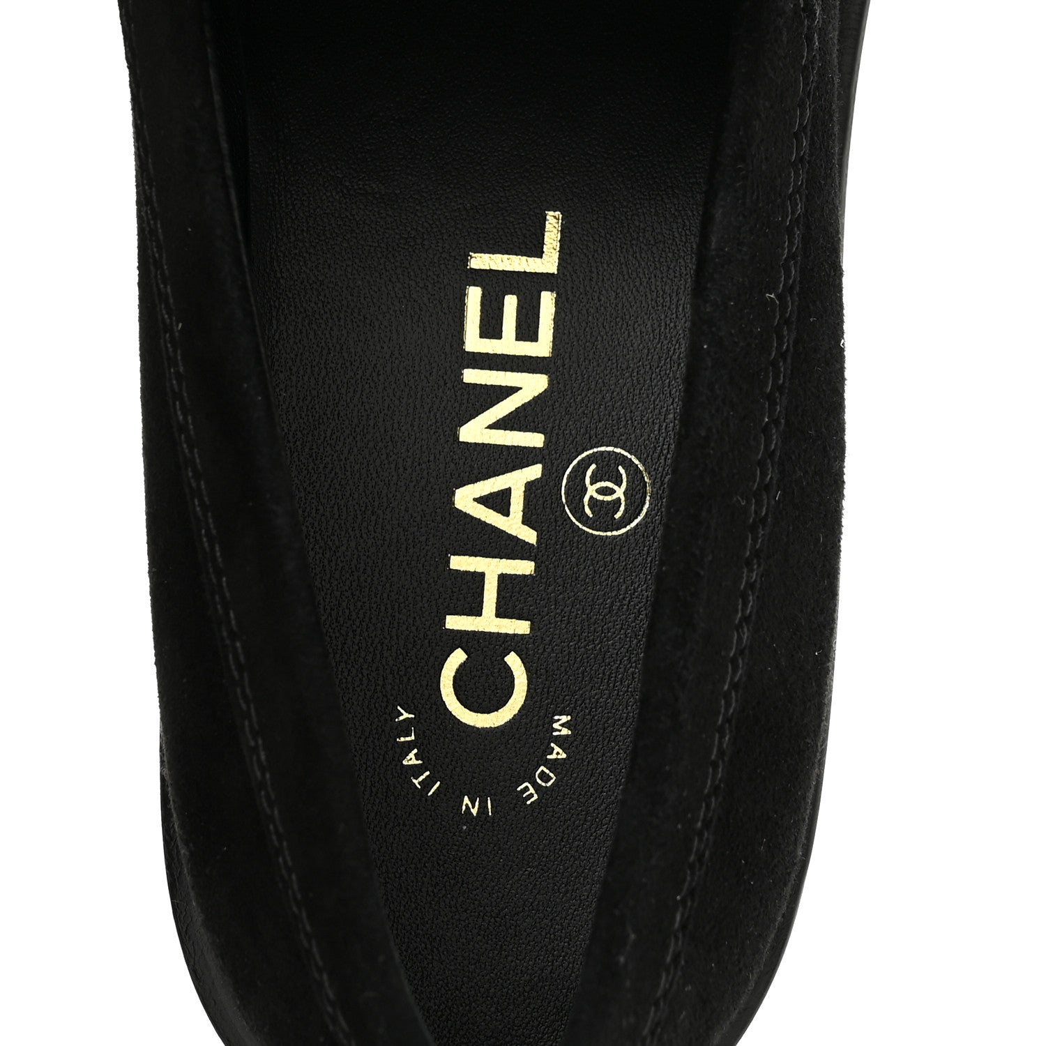 Chanel Suede Kidskin Crystal CC Loafers 37 Black 7 of 9