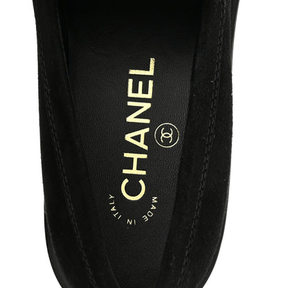 Chanel Suede Kidskin Crystal CC Loafers 37 Black 7 of 9