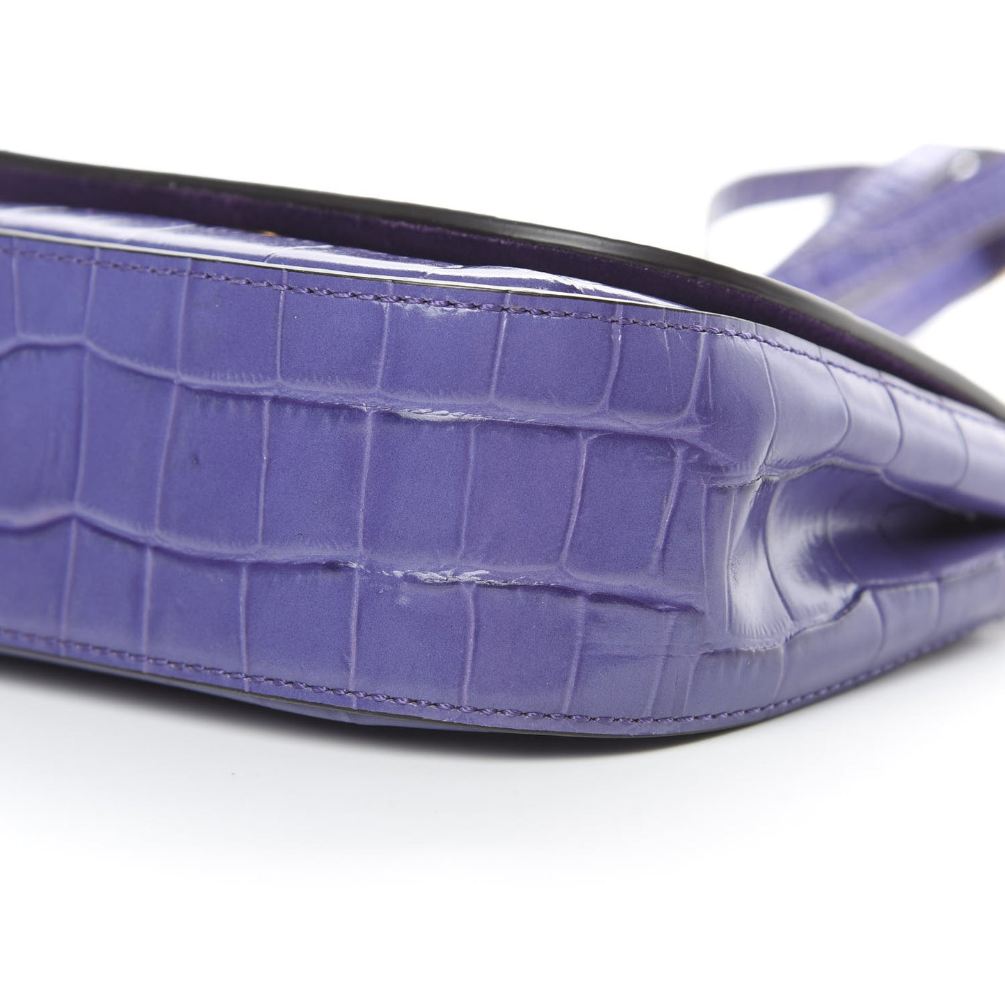 Calfskin Crocodile Embossed Mini Amberley Flap Purple