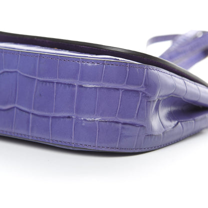 Mulberry Calfskin Crocodile Embossed Mini Amberley Flap Purple 10 of 11