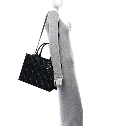 Christian Dior Calfskin Macro Cannage Medium Book Tote Black 2 of 11