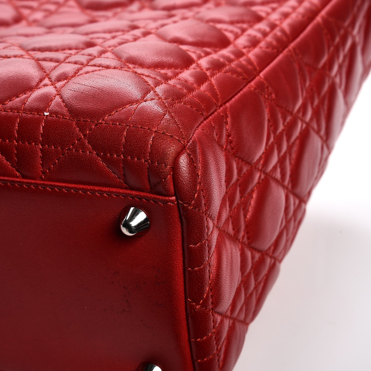 Christian Dior Vintage Lambskin Cannage Large Lady Dior Red 16 of 20