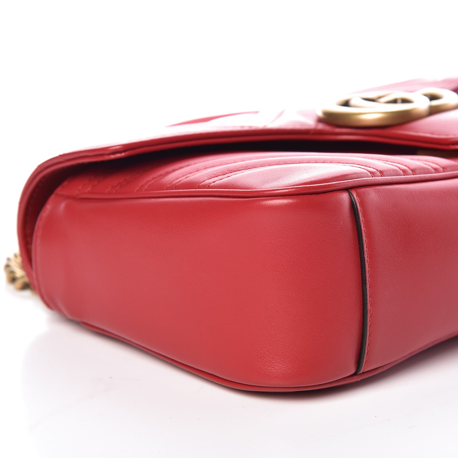 Gucci Calfskin Matelasse Small GG Marmont Shoulder Bag Hibiscus Red 8 of 11