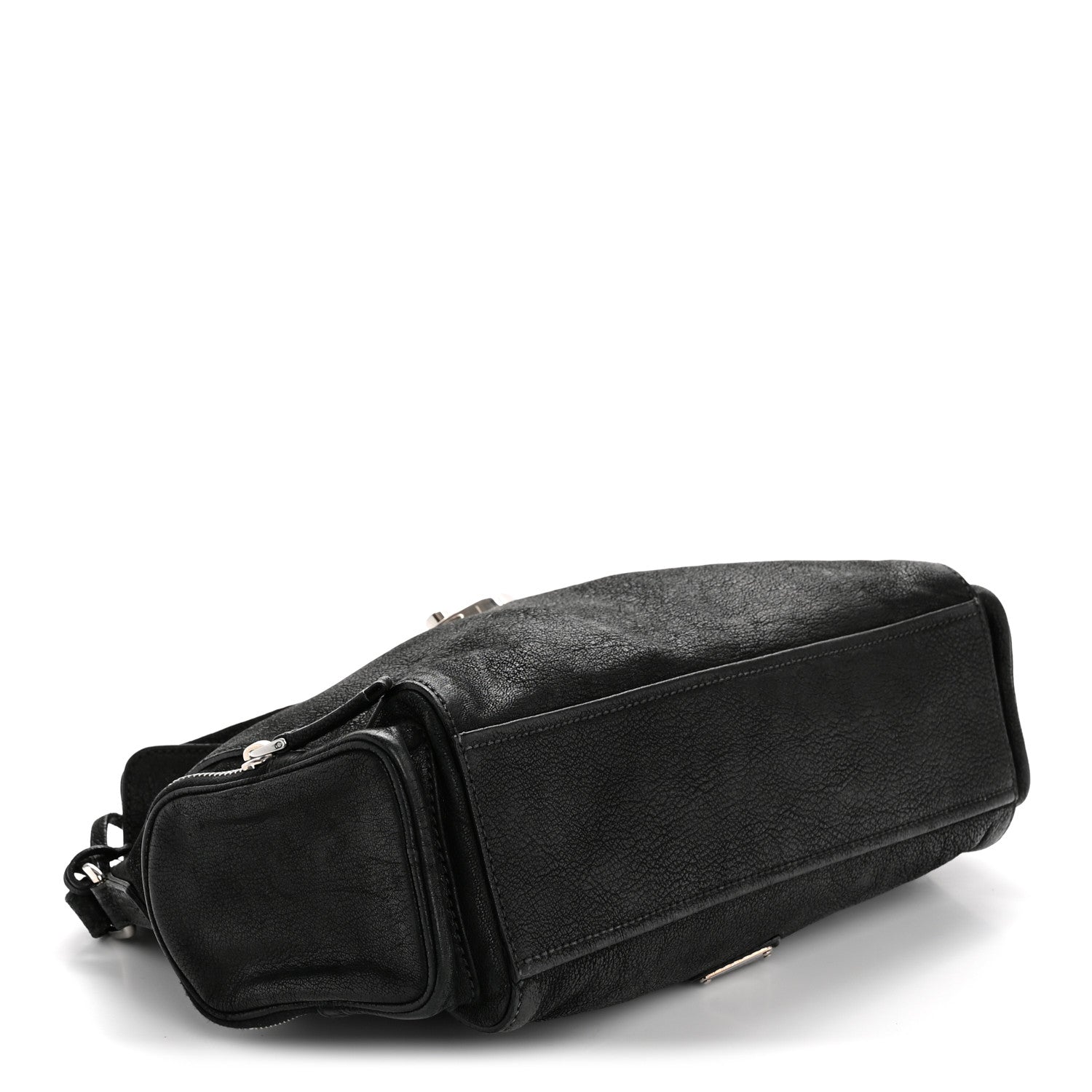 Prada Cervo Antik Easy A Foldover Pushlock Flap Shoulder Bag Black 4 of 15