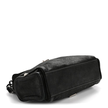 Prada Cervo Antik Easy A Foldover Pushlock Flap Shoulder Bag Black 4 of 15