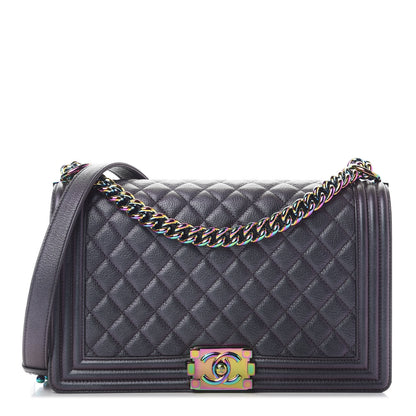 Chanel Iridescent Goatskin Quilted New Medium Boy Flap Purple 1 of 9
