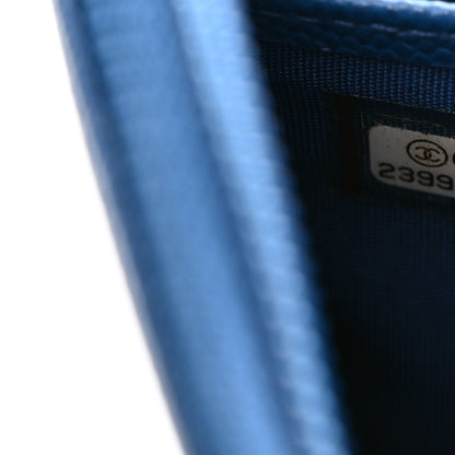 Chanel Caviar Quilted Large Boy Zip Around Wallet Blue 9 of 10