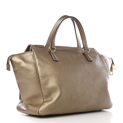 Gucci Metallic Pebbled Calfskin Medium 1973 Top Handle Satchel Golden Beige 2 of 8