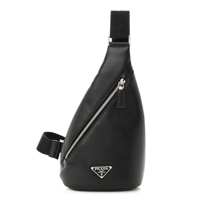 Prada Softy Calfskin Triangle Cross Bag Black 1 of 10