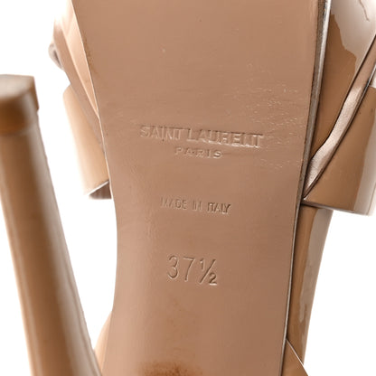 Saint Laurent Patent Tribute 105 Platform Sandals 37.5 Nude Powder 7 of 9