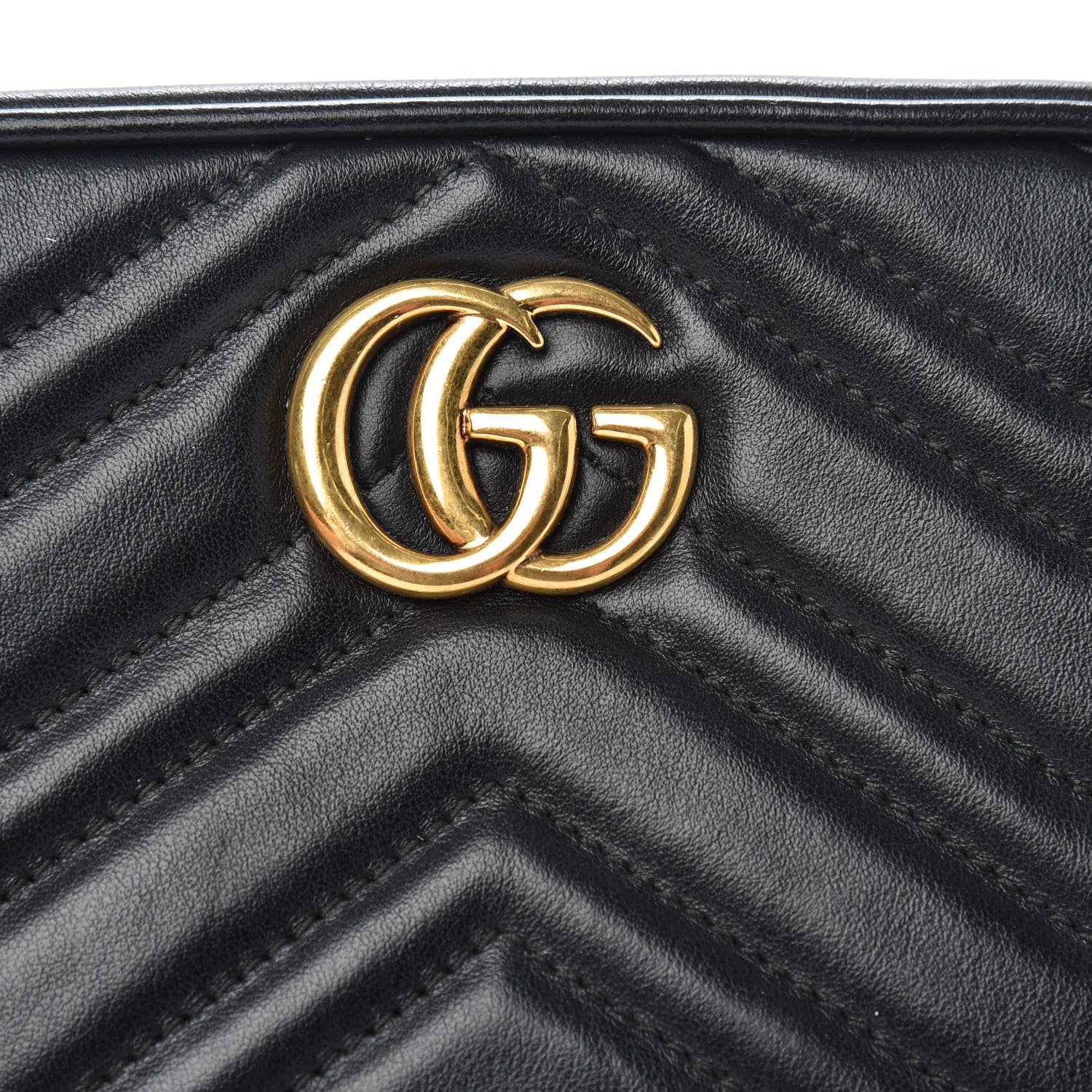 Gucci Calfskin Matelasse Mini GG Marmont Chain Shoulder Bag Black 10 of 12
