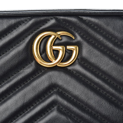 Gucci Calfskin Matelasse Mini GG Marmont Chain Shoulder Bag Black 10 of 12