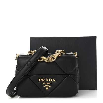 Prada Nappa Metal Quilted Small Patchwork System Flap Bag Black 11 of 11