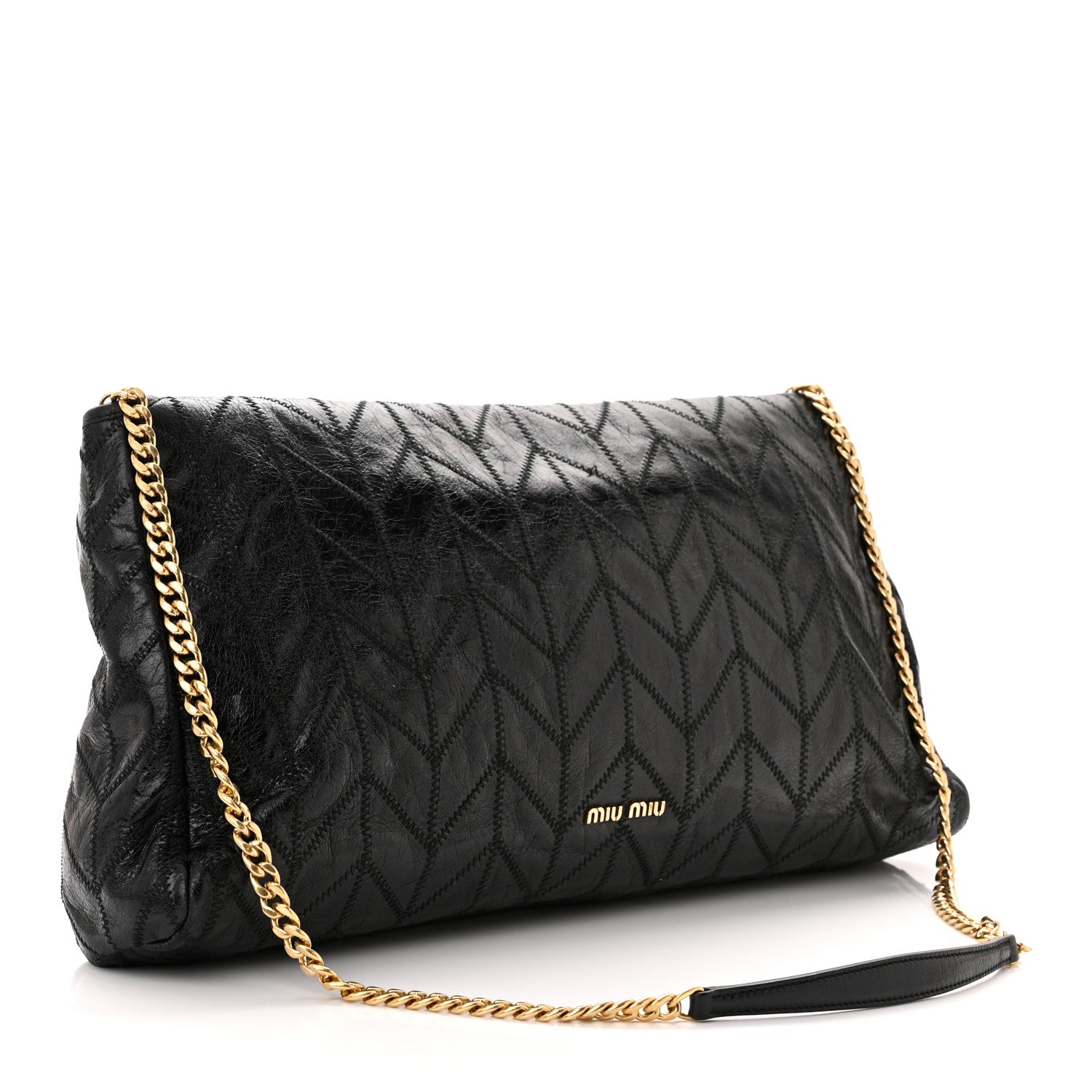 Miu Miu Vitello Shine Quilted Shoulder Bag Black 3 of 11