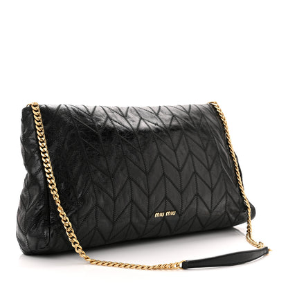 Miu Miu Vitello Shine Quilted Shoulder Bag Black 3 of 11