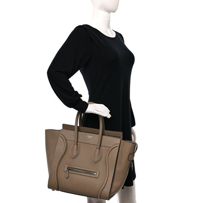 Celine Drummed Calfskin Mini Luggage Dune 3 of 14