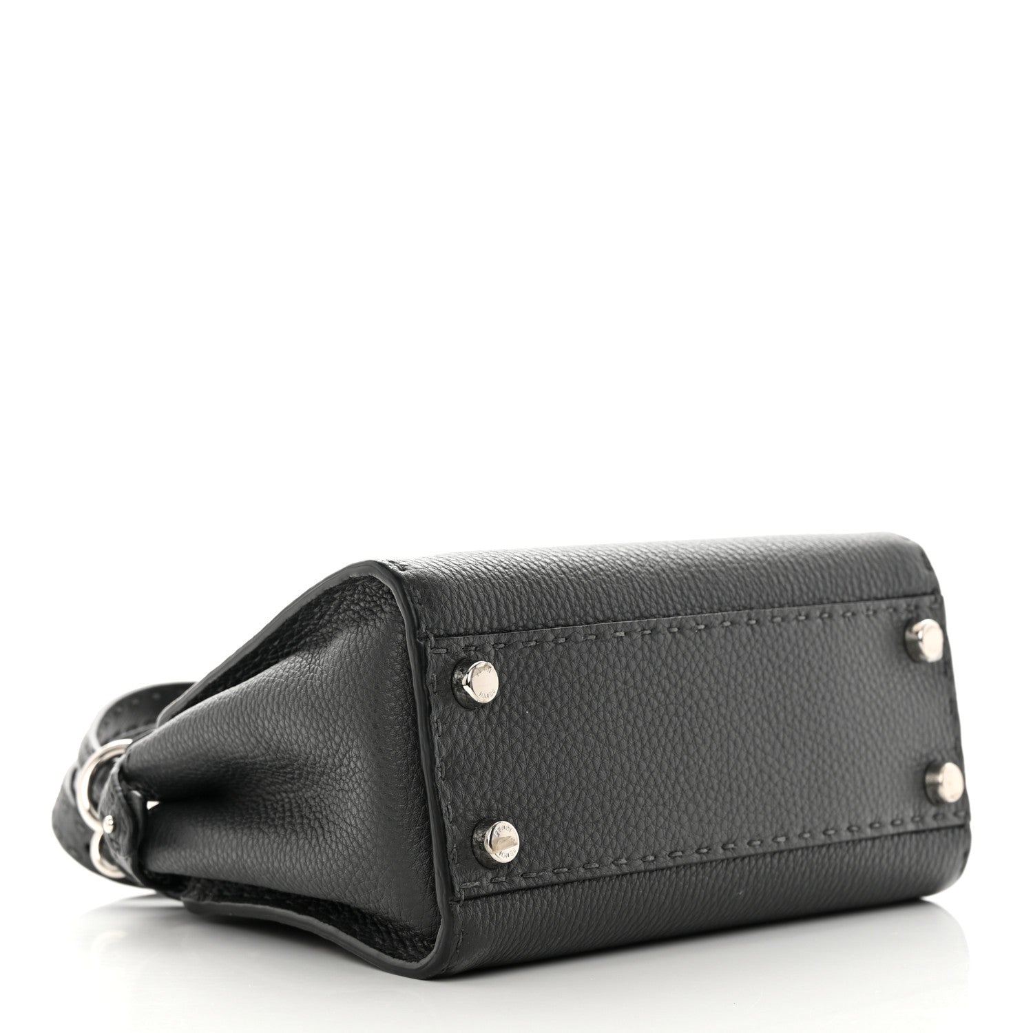 Fendi Cuoio Romano Selleria Bi-Color Mini Peekaboo Iconic Satchel Asfalto Latte 4 of 13