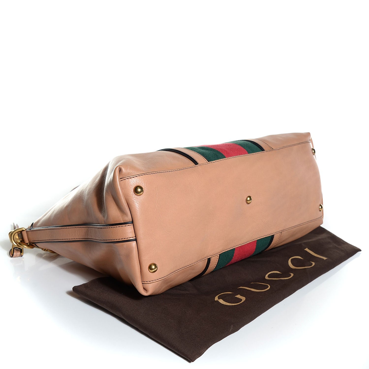 Gucci Leather Web Medium Rania Top Handle Bag Khaki 4 of 11