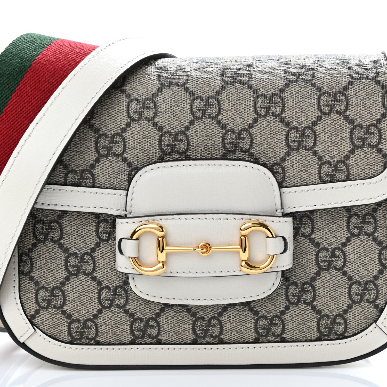 Gucci GG Supreme Monogram Web Mini Horsebit 1955 Shoulder Bag Beige Mystic White 9 of 11