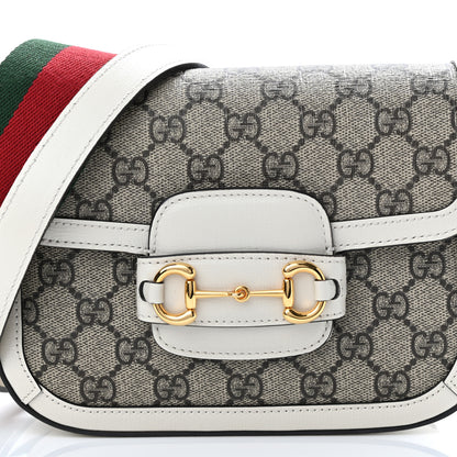 Gucci GG Supreme Monogram Web Mini Horsebit 1955 Shoulder Bag Beige Mystic White 9 of 11