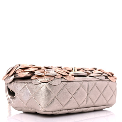 Chanel Metallic Lambskin Quilted Mini Camellia Flap Silver Gold 3 of 9