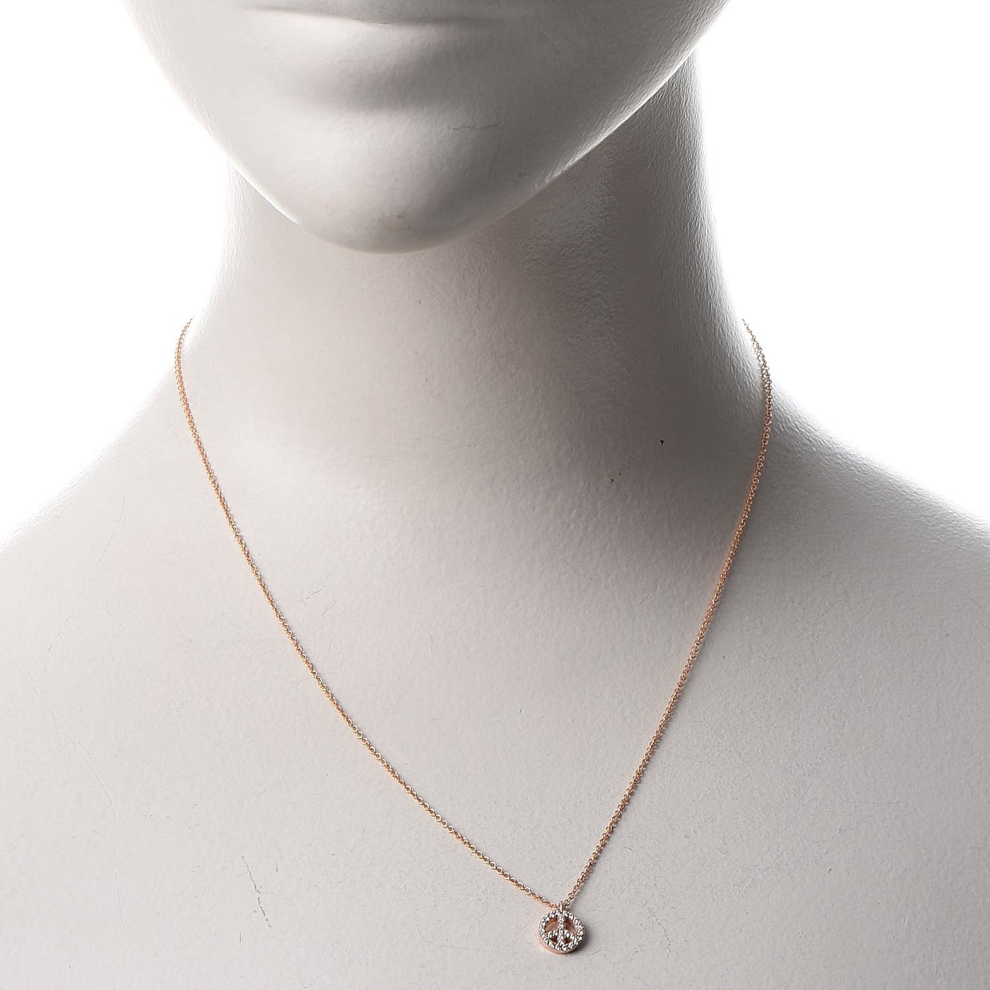 18K Rose Gold Diamond Mini Metro Peace Pendant Necklace