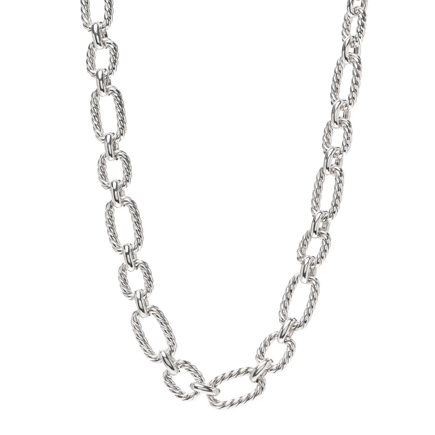 Sterling Silver 12.5mm Cushion Link Chain Necklace