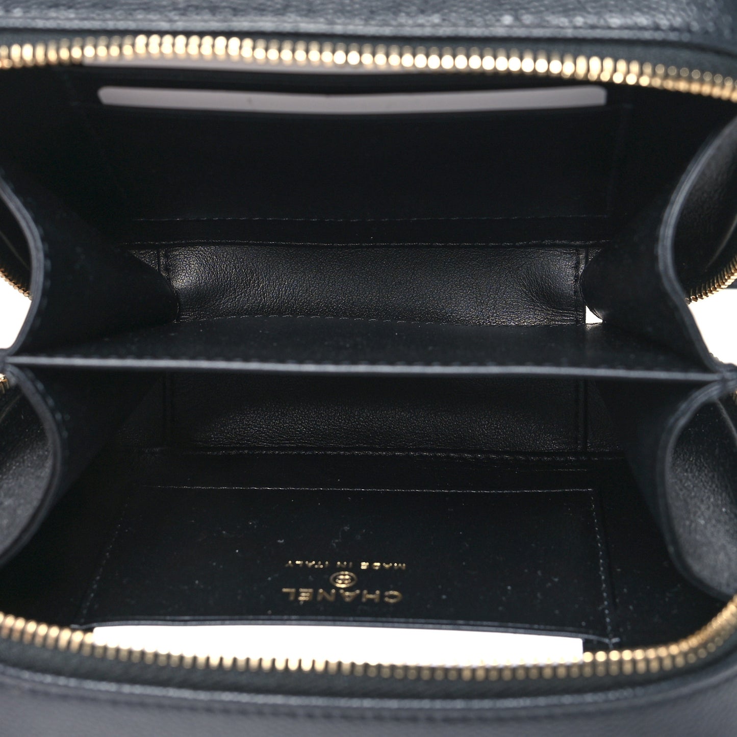 Caviar Quilted CC Filigree Vanity Clutch With Chain Black