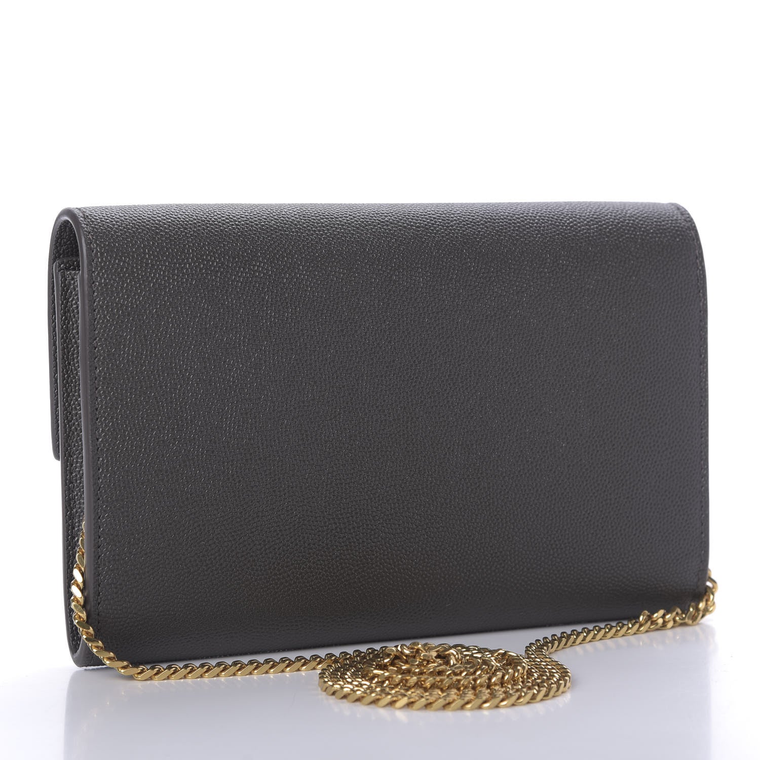 Saint Laurent Grain De Poudre Uptown Chain Wallet Pebble 4 of 11