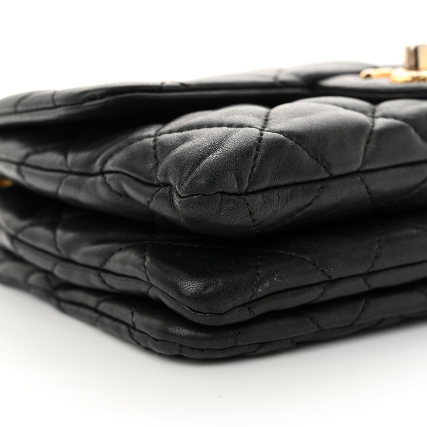 Lambskin Quilted Small Pillow Crush Flap Black
