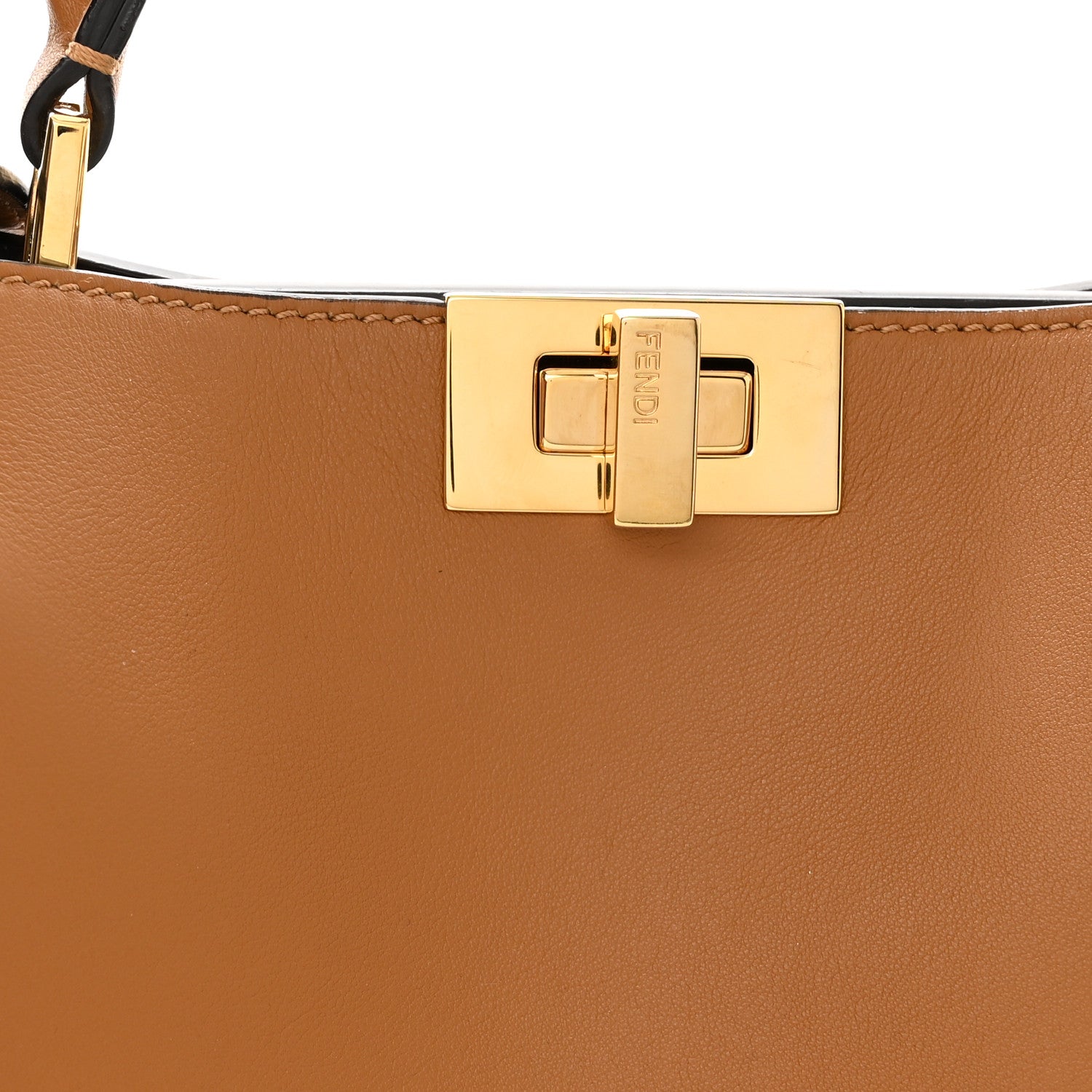 Fendi Vitello Tahiti Burro Bi-Color Medium Peekaboo Iconic Essentially Satchel Nocciola Asfalto Cast 9 of 11