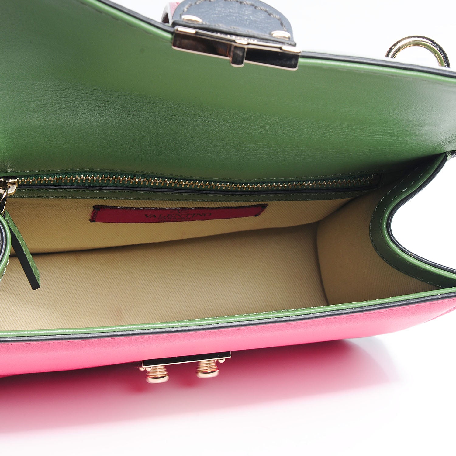 Valentino Garavani Vitello Small Glam Lock Rockstud Flap Green Deep Rose Grey Scarlet 7 of 7