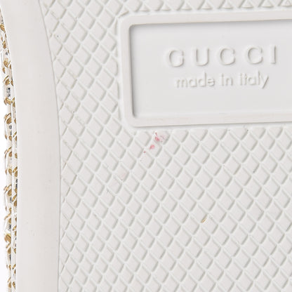 Gucci Calfskin Crystal Web Bee Embroidered Womens Ace Platform Sneakers 38 White 8 of 9