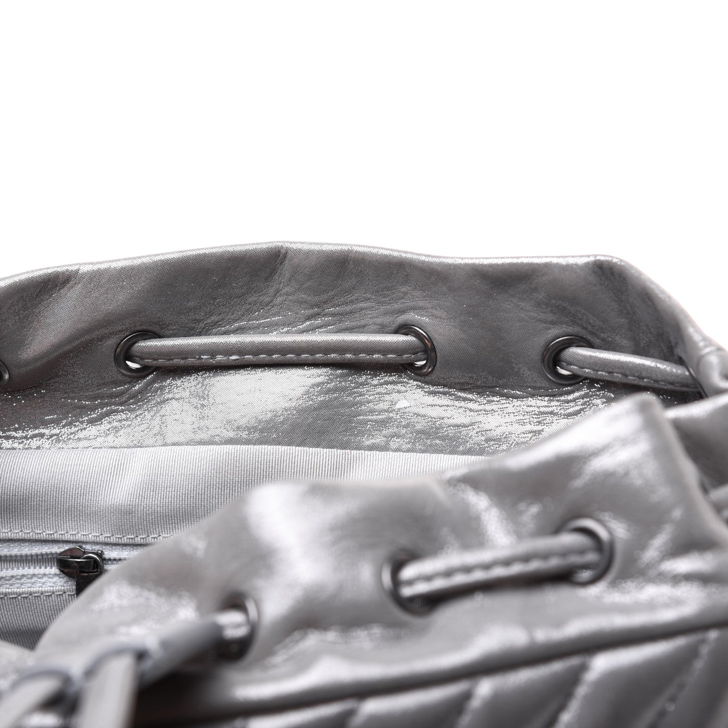 Chanel Metallic Calfskin Chevron Quilted Small Urban Spirit Backpack Silver 16 of 31