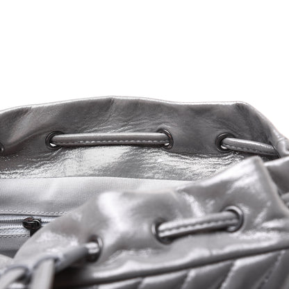 Chanel Metallic Calfskin Chevron Quilted Small Urban Spirit Backpack Silver 16 of 31