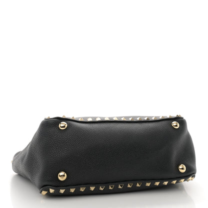 Valentino Garavani Grained Calfskin Small Rockstud Tote Black 4 of 9