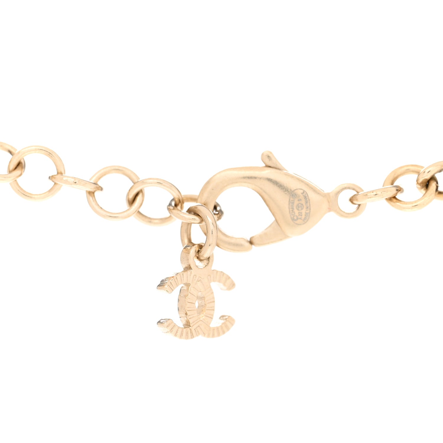 Chanel Metal Calfskin Crystal Double CC Short Necklace Black Gold 5 of 6