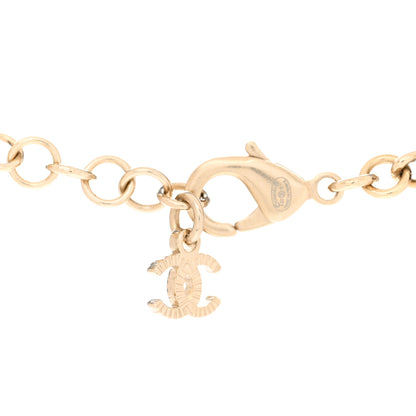 Chanel Metal Calfskin Crystal Double CC Short Necklace Black Gold 5 of 6