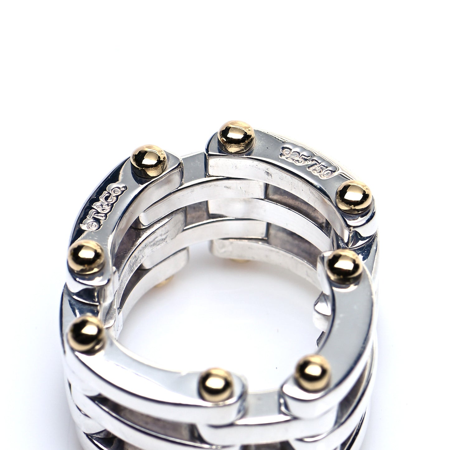 Sterling Silver 18K Yellow Gold Gatelink Ring 47 4