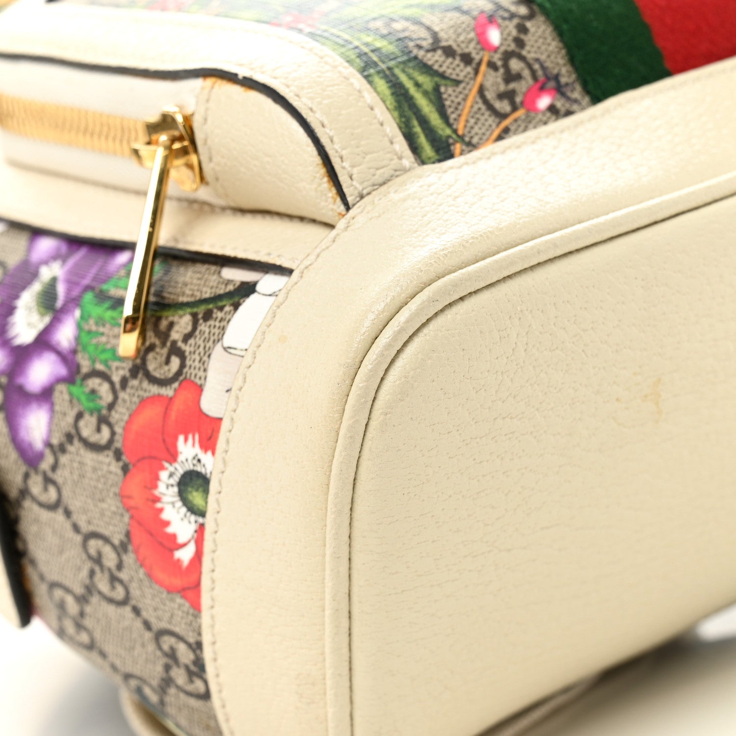 Gucci GG Supreme Monogram Flora Web Small Ophidia Day Backpack White 9 of 15