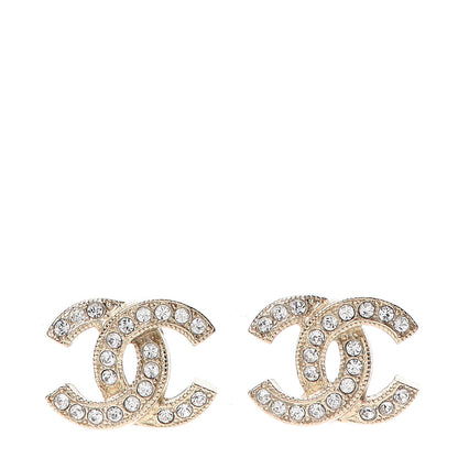 Chanel Crystal CC Earrings Light Gold 1 of 5