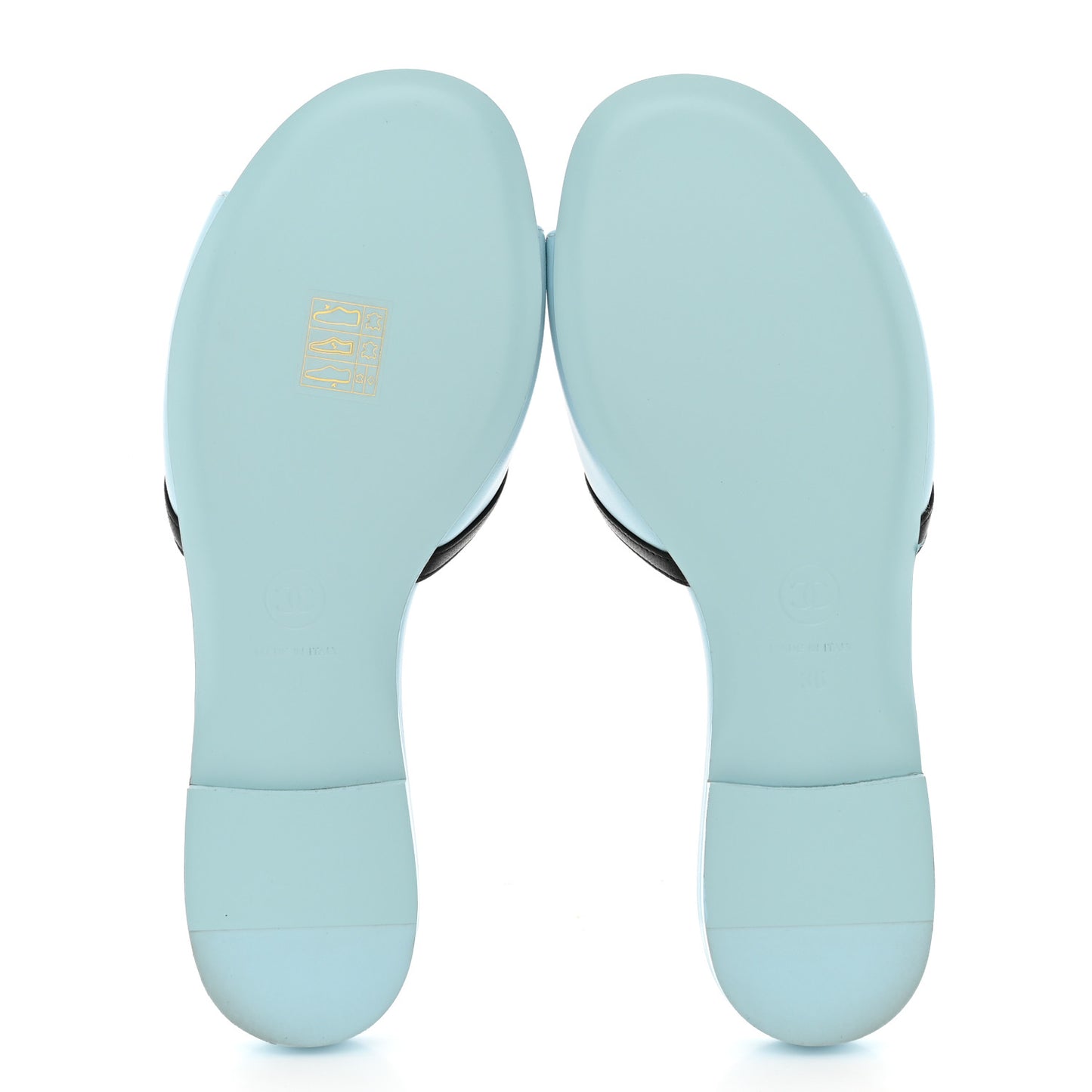 Lambskin CC Cutout Mules 36 Blue Black 36 Blue Black