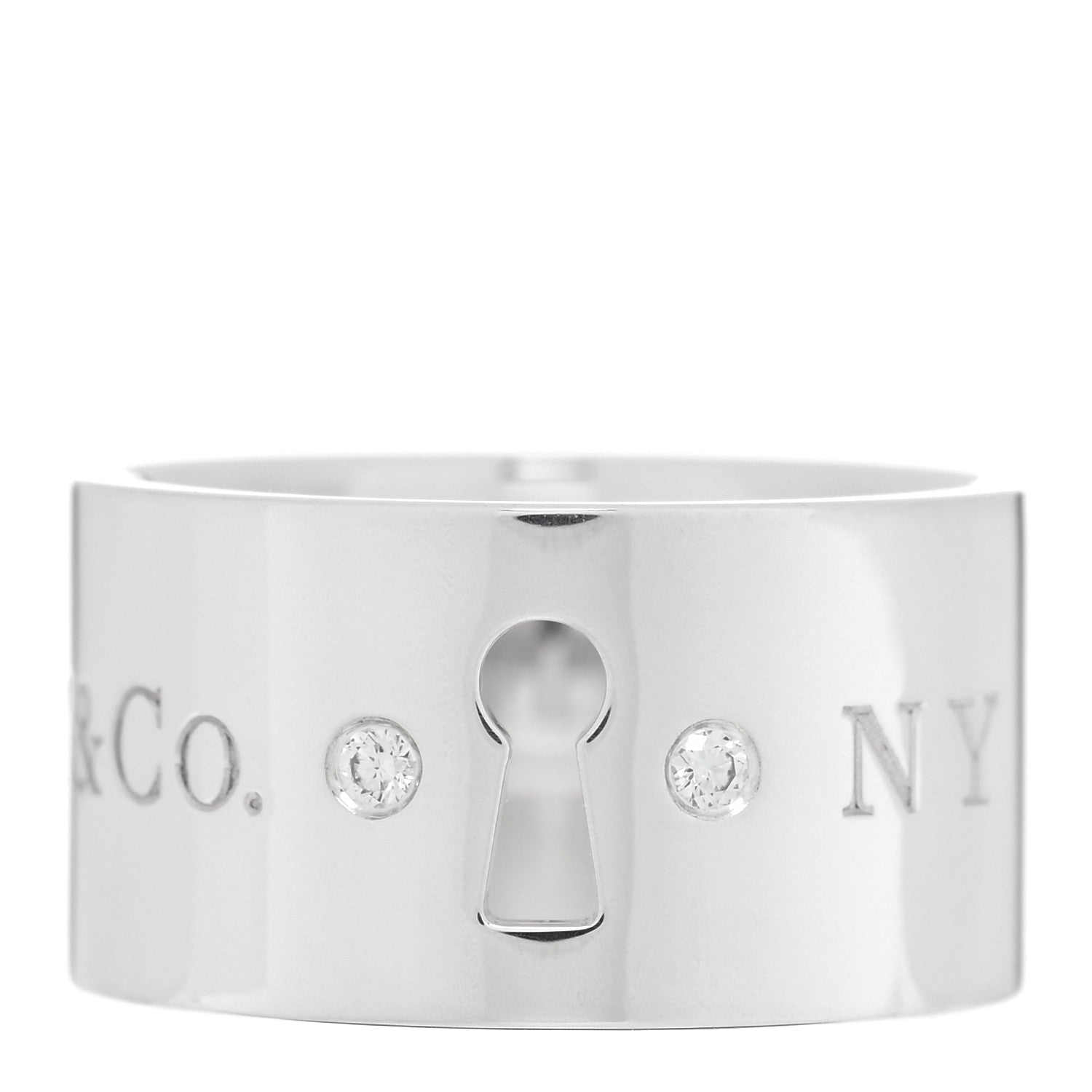 Tiffany Sterling Silver Diamond Wide Locks Band Ring 46 3.75 1 of 5