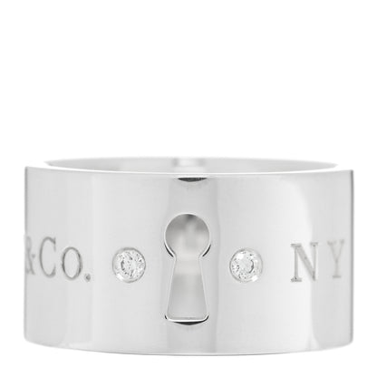 Tiffany Sterling Silver Diamond Wide Locks Band Ring 46 3.75 1 of 5