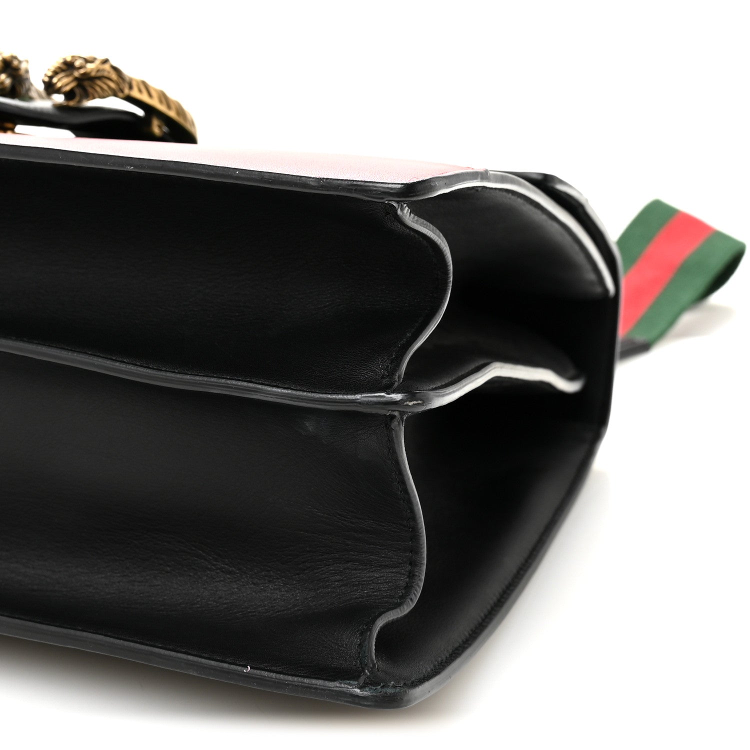 Gucci Calfskin Bamboo Web Large Dionysus Top Handle Bag Black Bright Evergreen Hibiscus Red 10 of 10