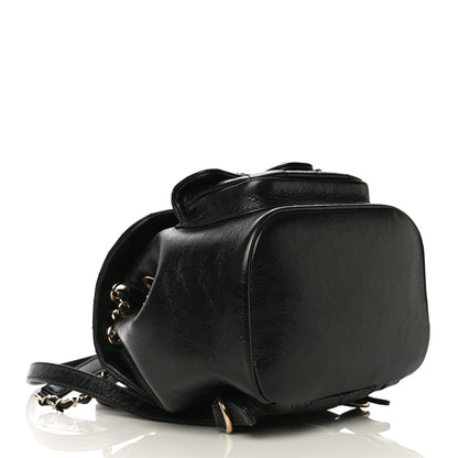 Chanel Glazed Aged Calfskin Quilted Small Duma Drawstring Backpack Black 4 of 11