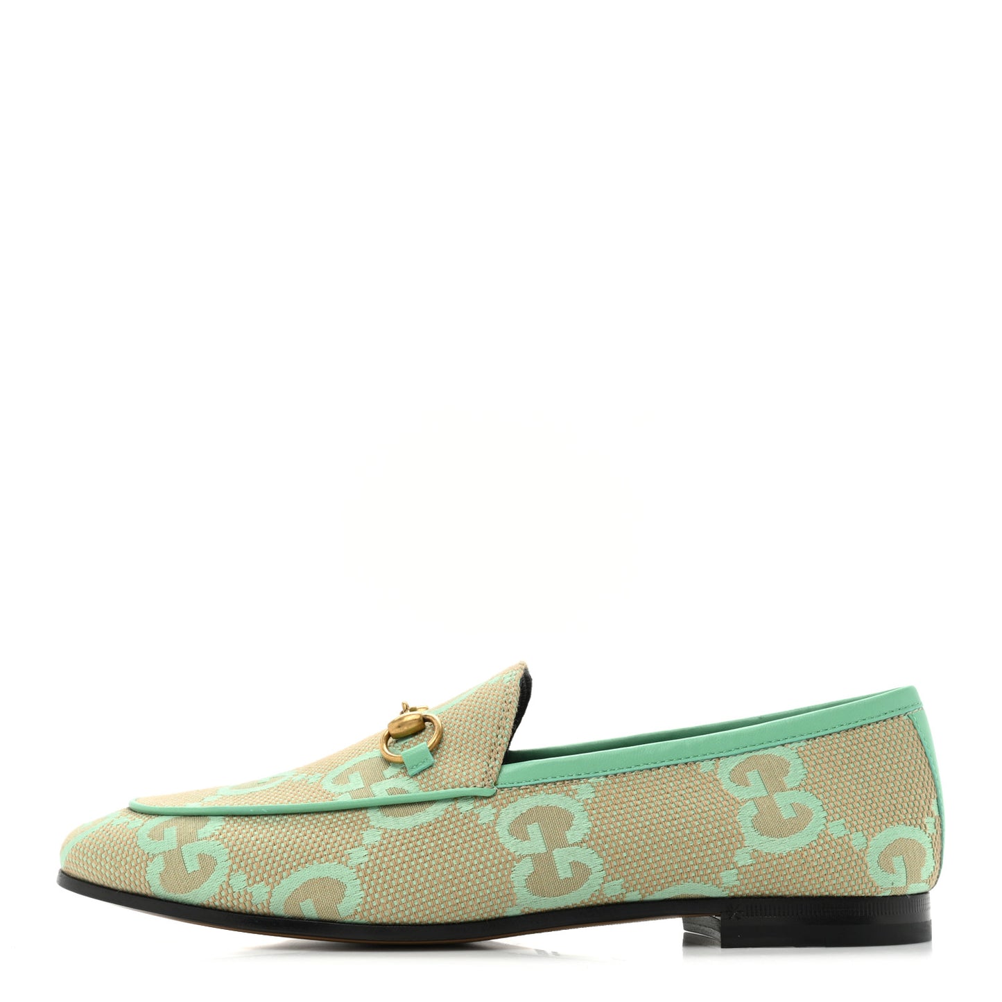 Canvas Monogram Jumbo GG Nappa Horsebit Womens Jordaan Loafers 37.5 Beige Pepperlight Mint
