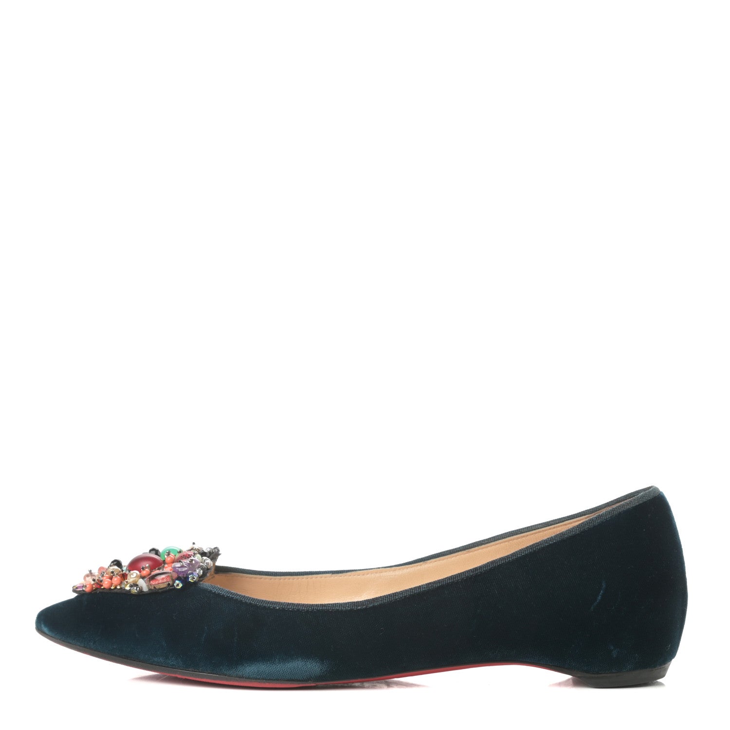Christian Louboutin Velvet Diva Cora Flats 40 Lagune Multi 1 of 15