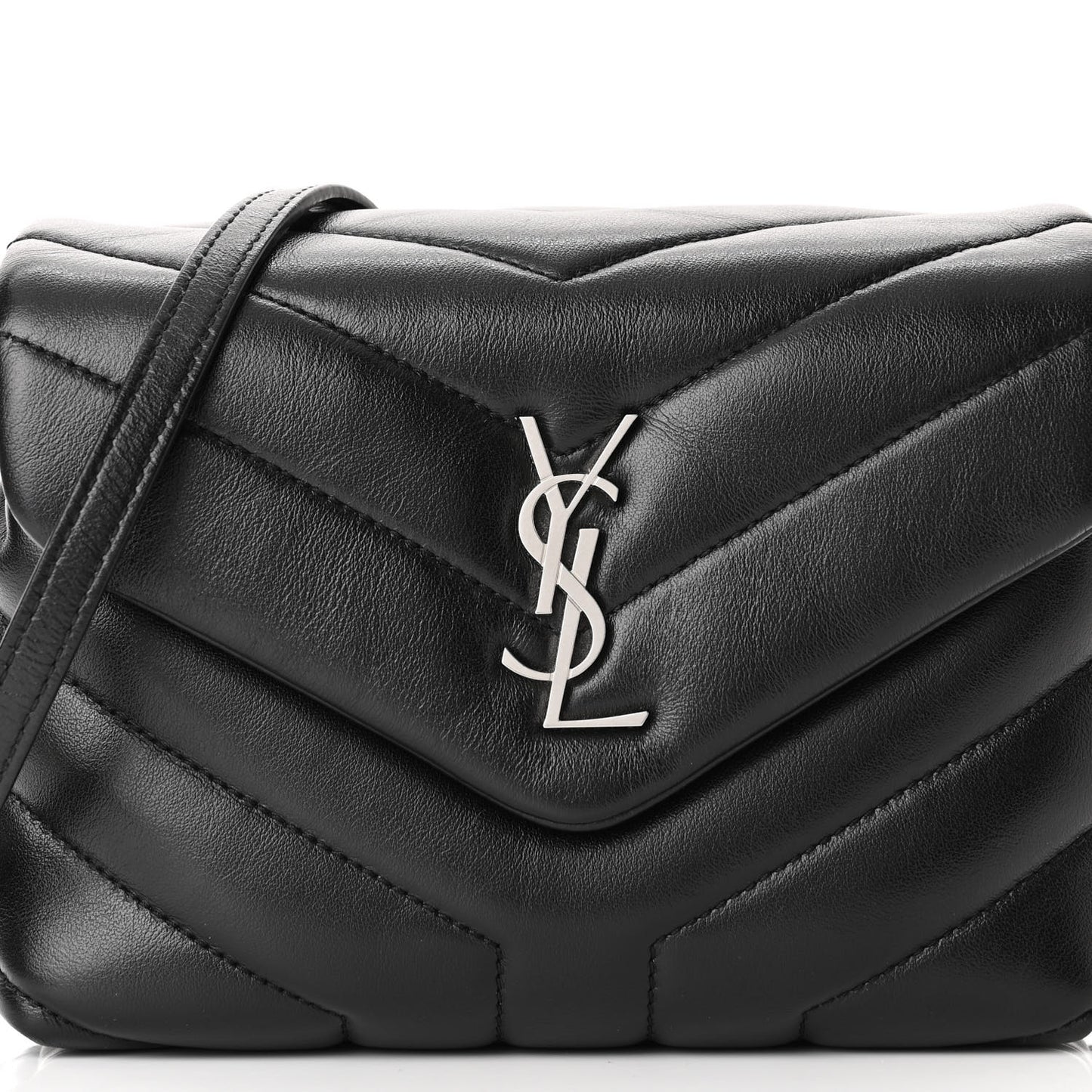 Calfskin Y Quilted Monogram Toy Loulou Crossbody Bag Black